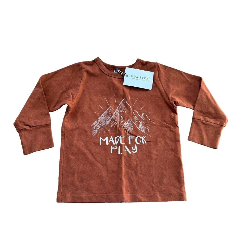 NWT Gus + Steel Rust Made For Play L/S Tee 2T